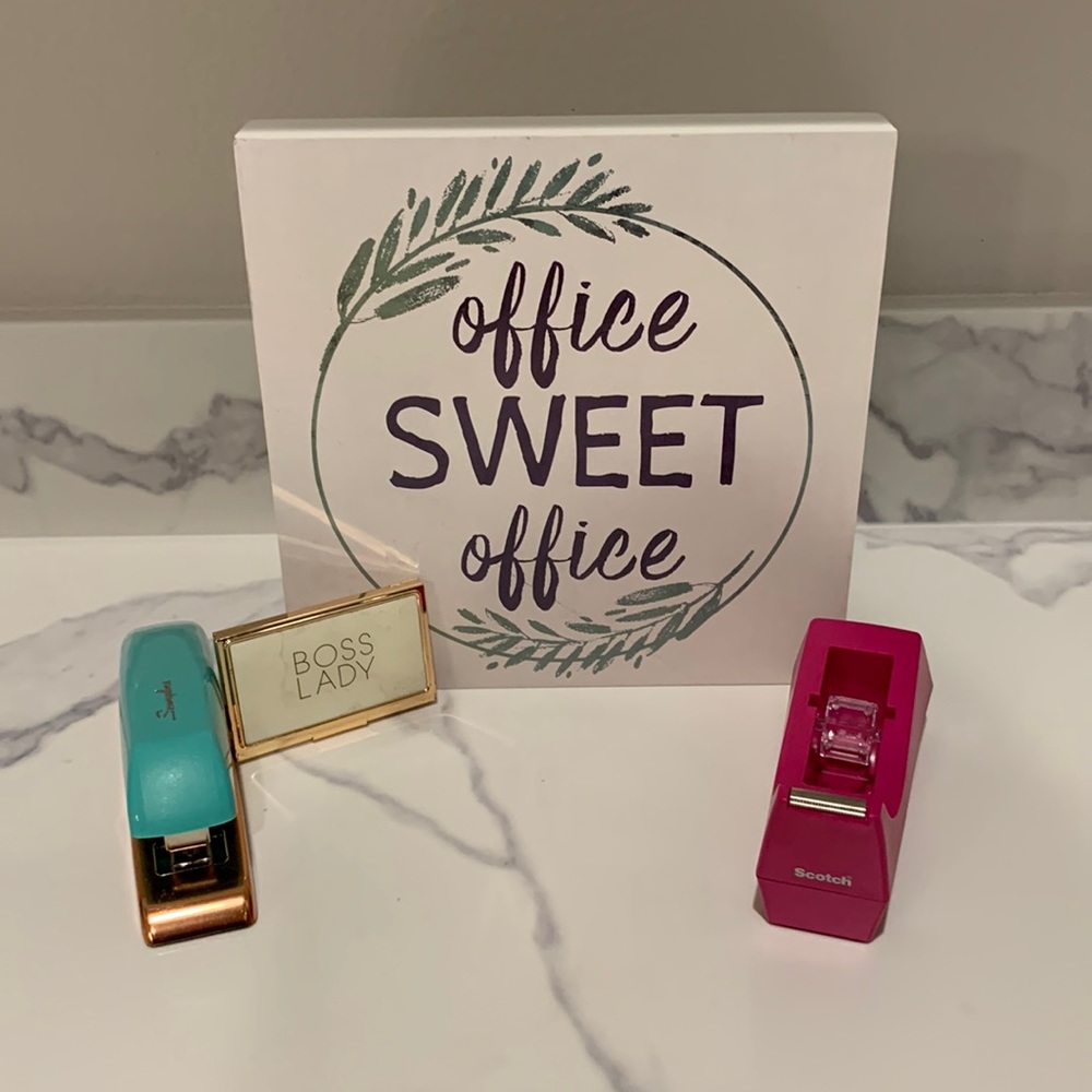10” x 10” “Office Sweet Office” Decor, Desk Set, & Business Card Holder